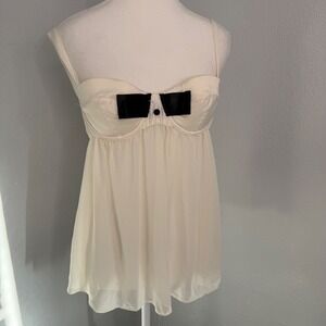 Victoria's Secret Sexy Little‎ Things Tuxedo Babydoll Slip Cream Black Bow 36C
